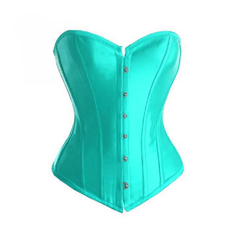 Baby Blue Satin Gothic Burlesque Costume Plus Size Overbust Corset