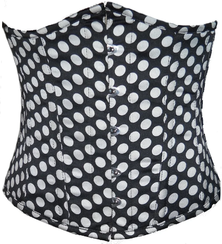 Black And White Polka Dots Satin Underbust Plus Size Corset Top