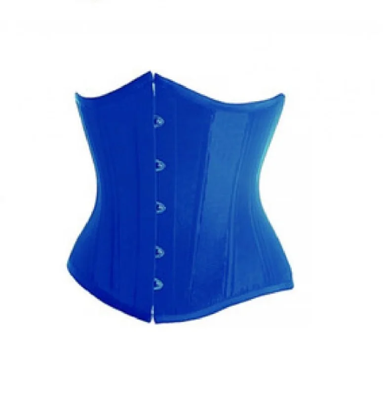 Blue Satin Gothic Plus Size Underbust Corset Waist Training Burlesque Costume