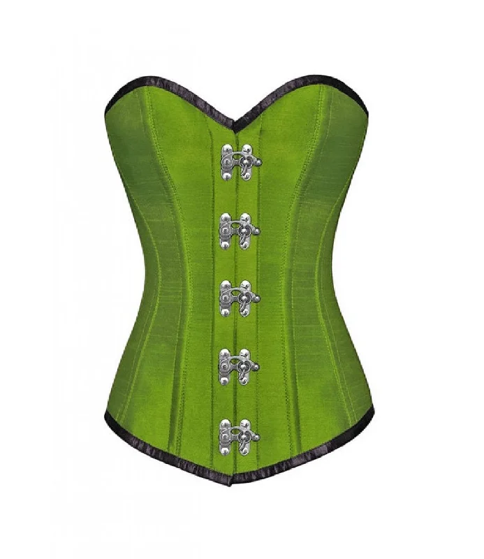 Green Silk Seal Lock LONGLINE Overbust Plus Size Corset Waist Training