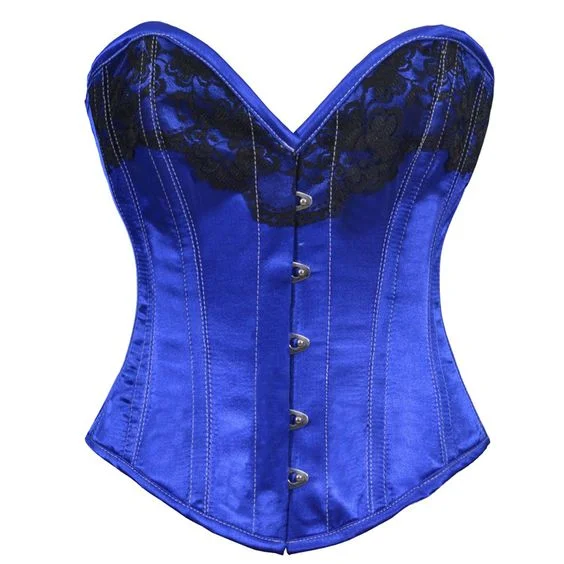 Lillian Blue Satin Burlesque Overbust Corset