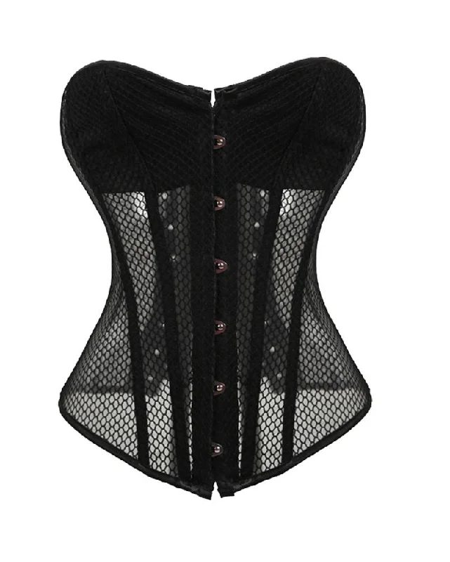 Black Mesh Net Gothic Plus Size Overbust Sheer Corset Waist Training