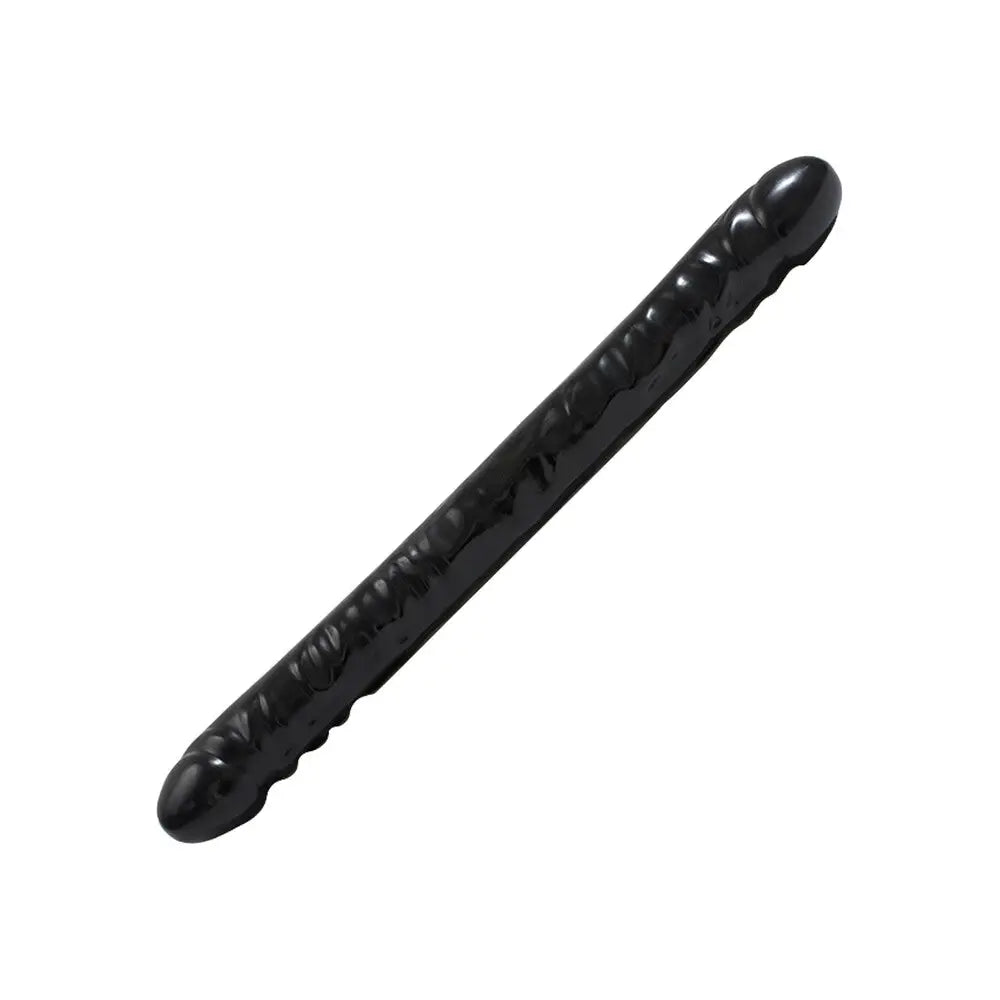 18-inch Pvc Massive Black Double-ended Dildo with Veined Detail