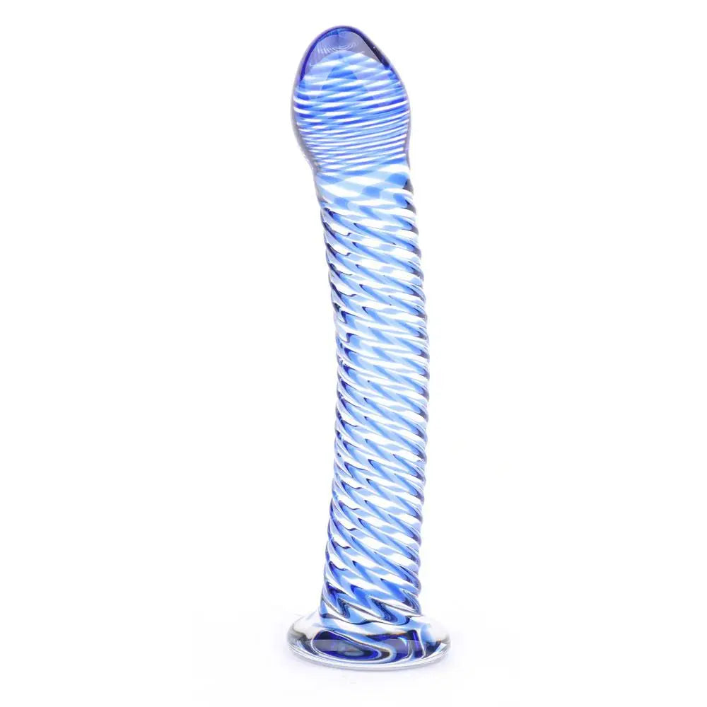 7.5-inch Blue Large Glass Dildo with Flared Base