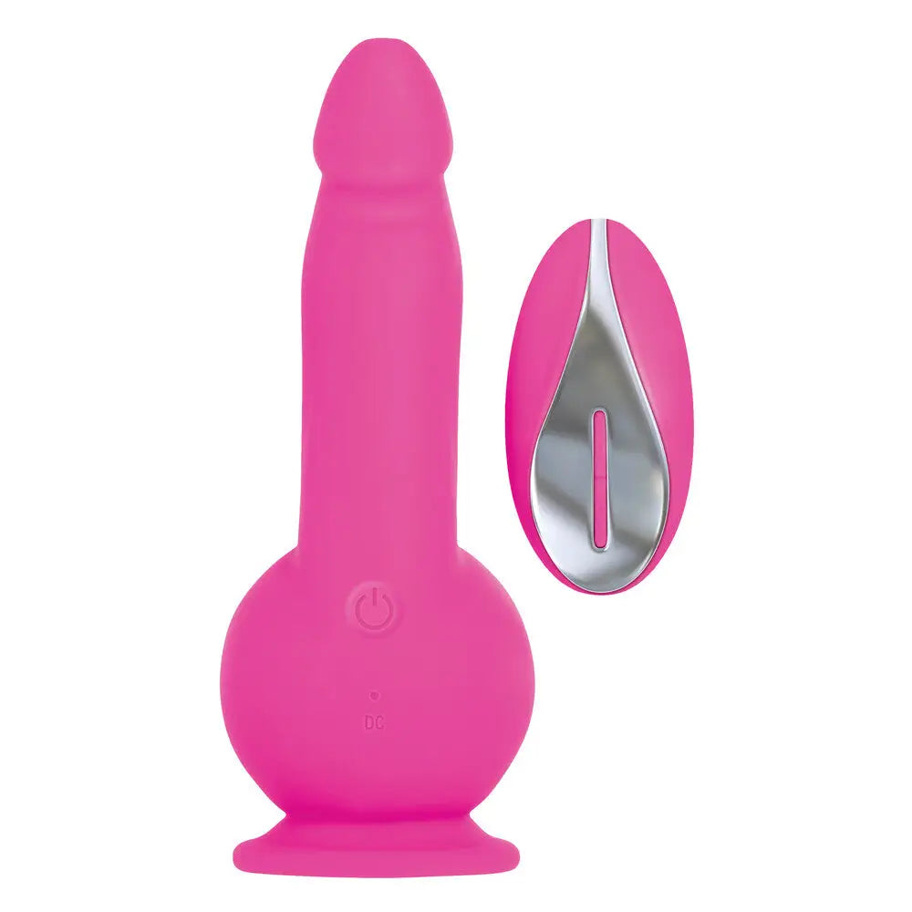 7.55-inch Evolved Silicone Pink Vibrating Penis Dildo with Remote