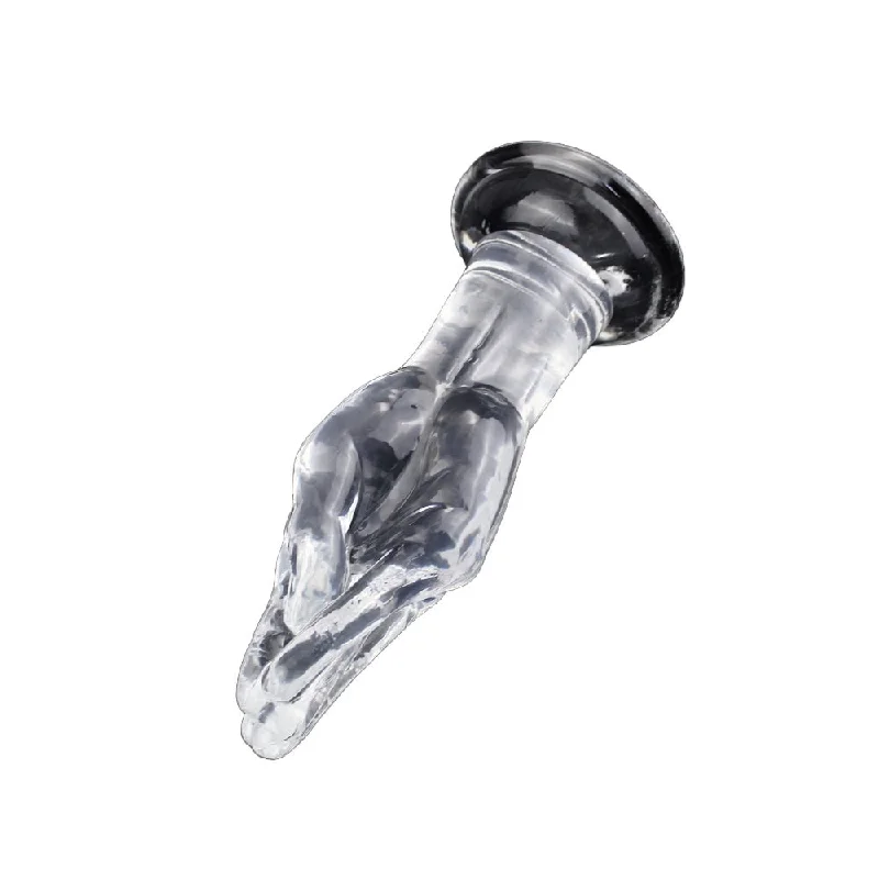 Come Closer Hand  Butt Plug | Suction Cup | Clear Flexible | Free Satin Bag