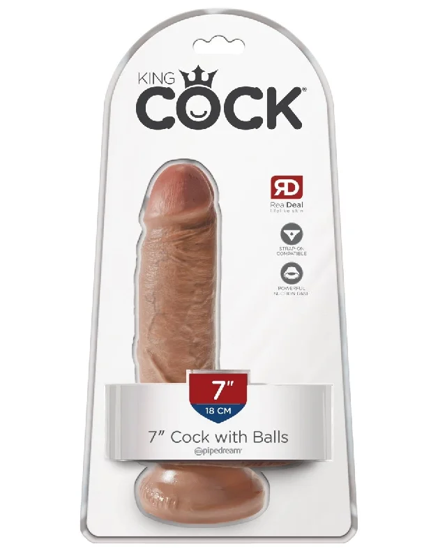 King Cock  7 Inch Cock With Balls - Tan