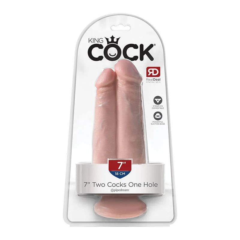 King Cock 7in Two Cocks One Hole Flesh