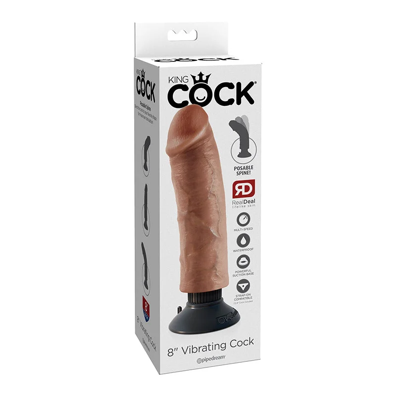 King Cock 8in Vibrating Cock Tan