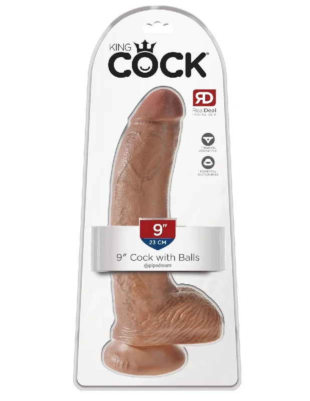 King Cock  9 Inch Cock With Balls - Tan