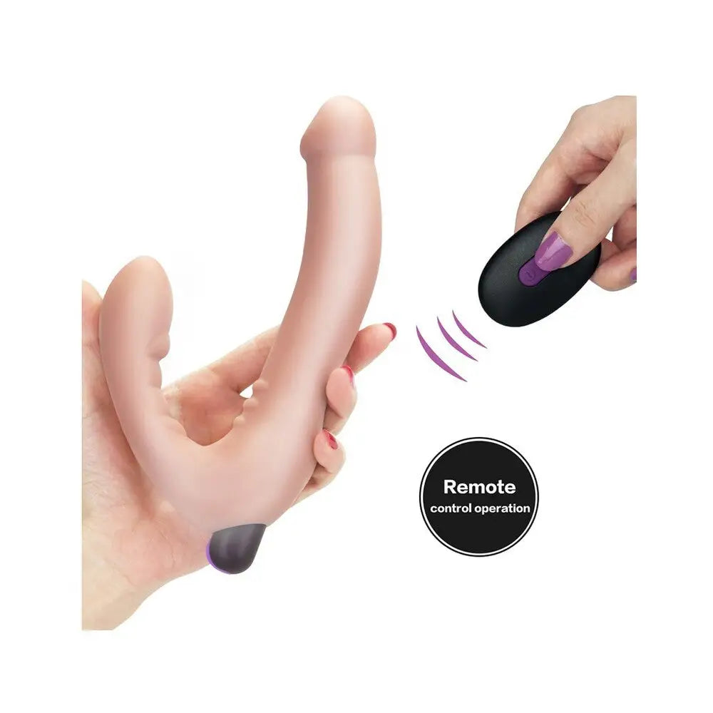 Lovetoy Silicone Flesh Pink Rechargeable Vibrating Strapless Strap on Dildo