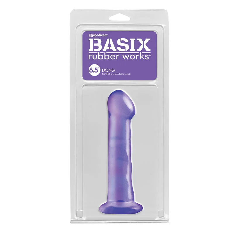 Pipedream Basix Rubber Works 6.5 in. Dong With Suction Cup Purple