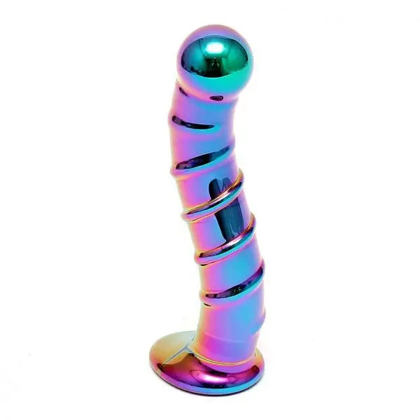 Rimba 6.75-inch Sensual Multi-coloured Curved Glass Dildo