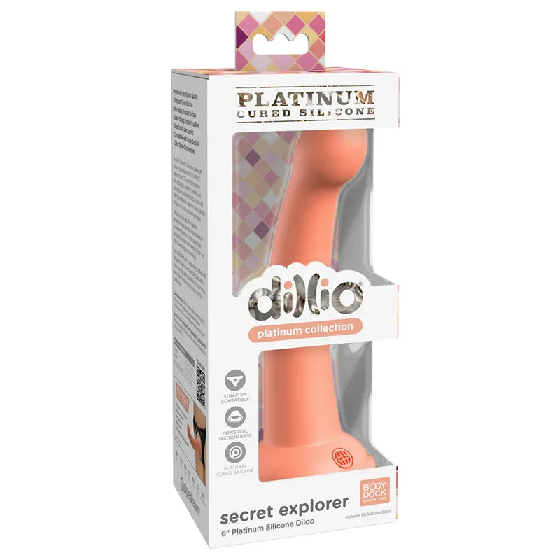 Dillio Platinum Collection Secret Explorer 6 in. Silicone Dildo Peach