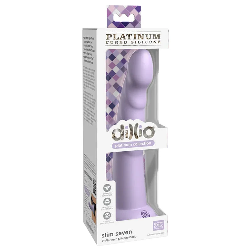 Dillio Platinum Collection Slim Seven 7 in. Silicone Dildo Purple