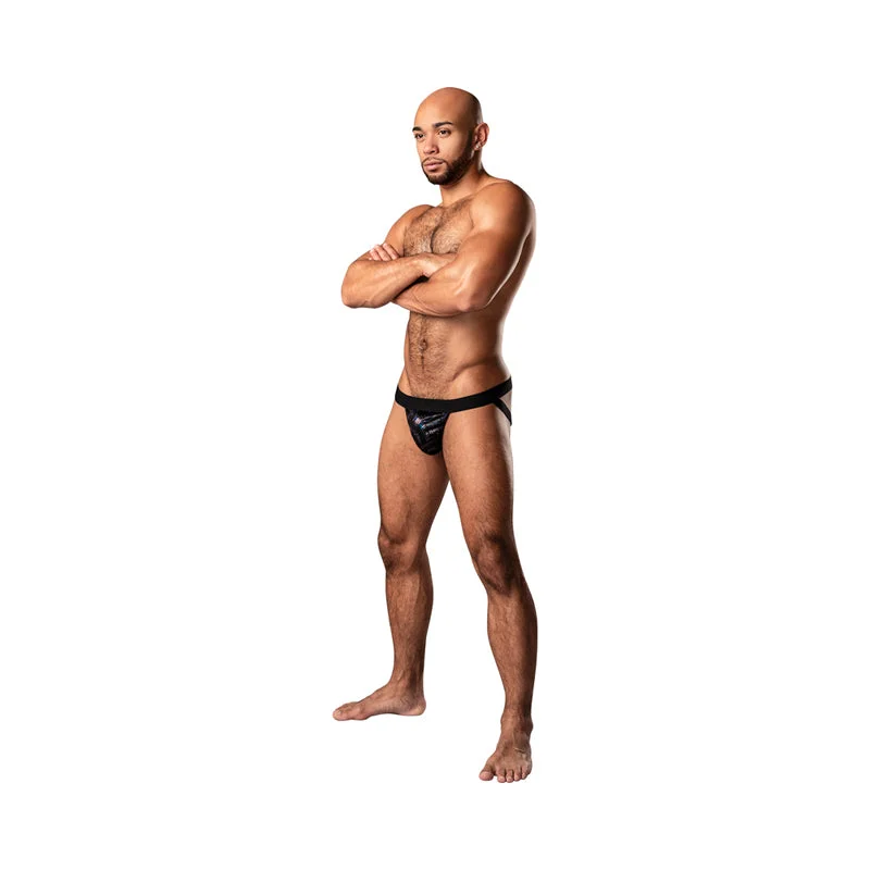 Male Power KaleiDickscope Strappy Ring Jock Black L/XL