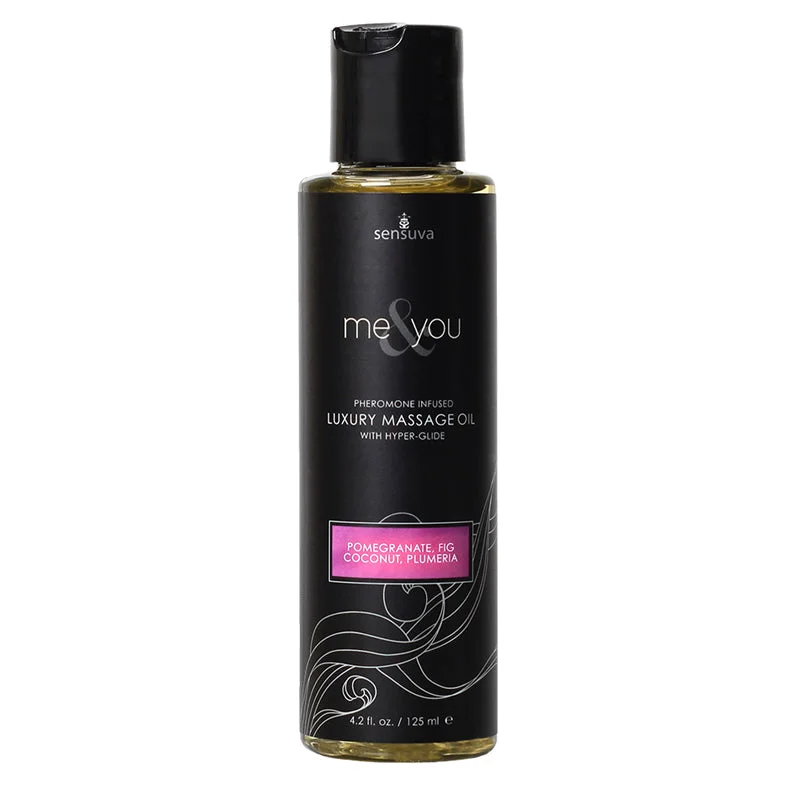 Me & You Massage Oil Pomegranate/Fig/Coconut/Plumeria 4.2oz Pheromone Infused Luxury Massage Oil with Hyperglide