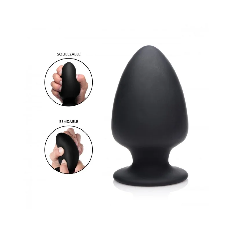 Squeezable Large Anal Plug - Black