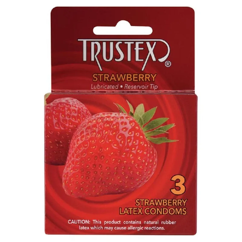 Trustex Lubricated Reservoir Tip Flavored Latex Condom Strawberry - 3-Pack