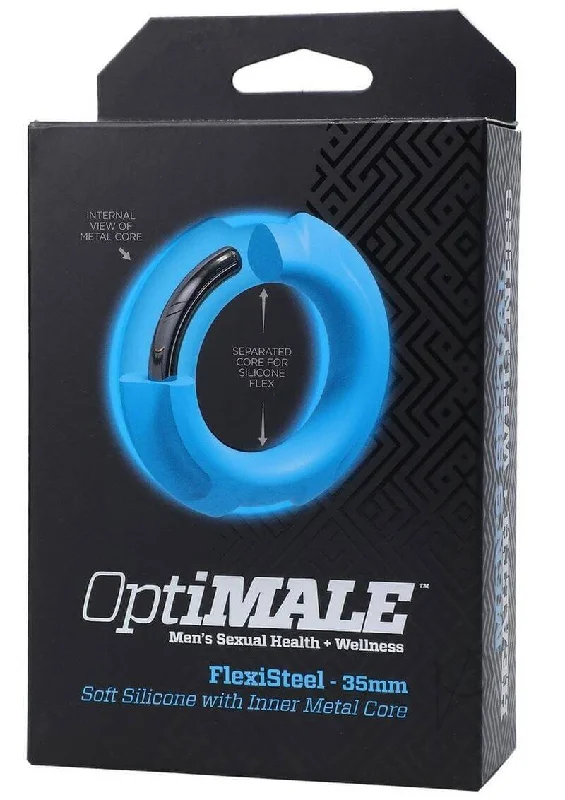 Optimale Flexisteel 35mm Blue Cock Ring - Stainless Steel and Silicone Hybrid