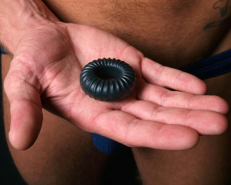 Perfect Fit Ribbed Ring Ice Black - Adult Novelty Cock Ring