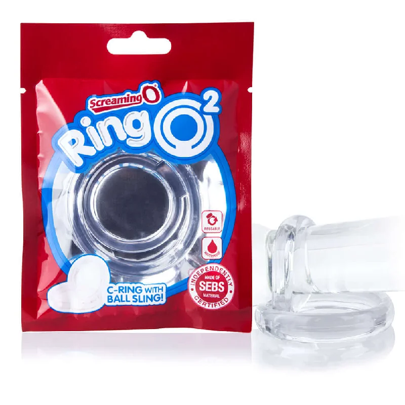 Screaming O Ring O2 - Clear Double Erection Ring with Testicle Support