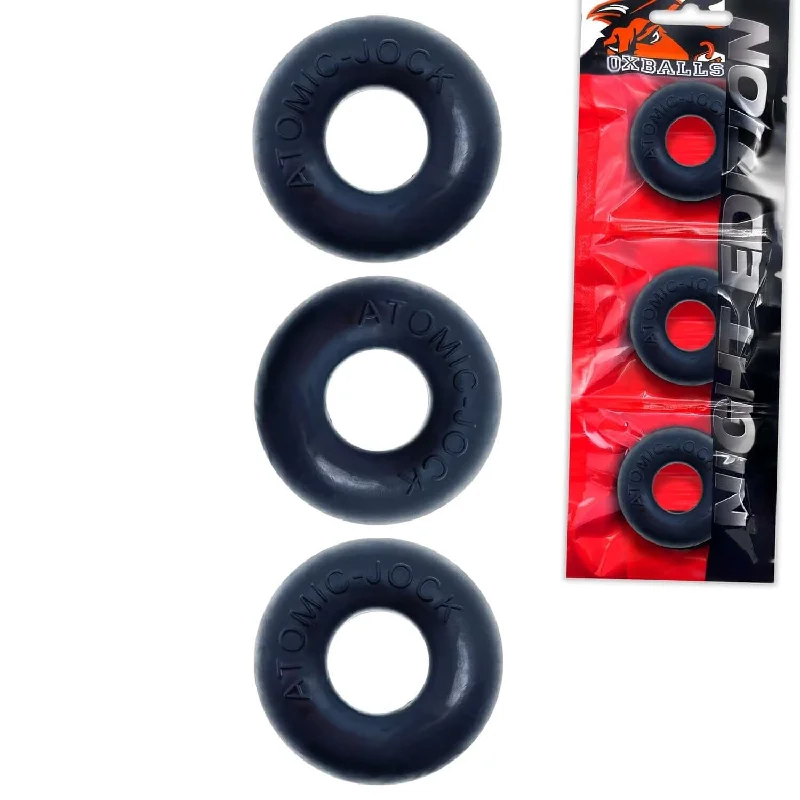 Enhance Intimacy with Ringer 3 Pack Cock Rings in Night Black | Oxballs