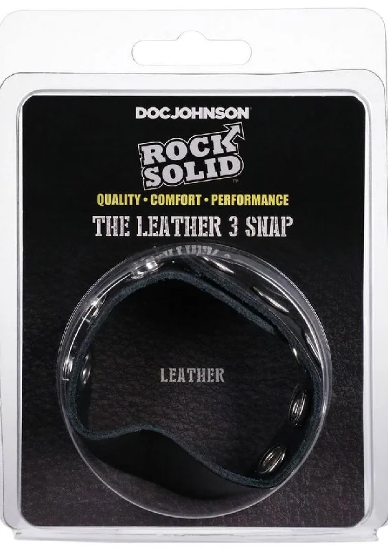 Rock Solid Leather 5 Snap Cock Ring in Black: Genuine Cowhide for Enhanced Performance