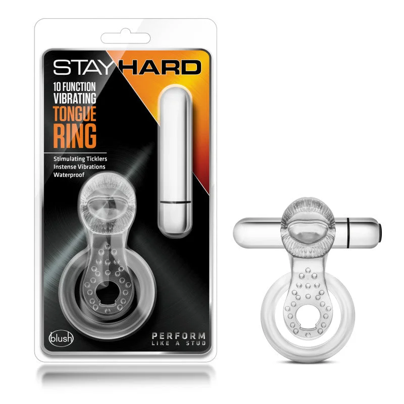 Stay Hard 10-Function Vibrating Tongue Ring-(bl-66912)