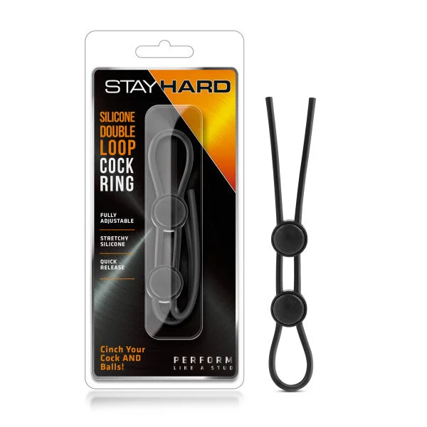 Stay Hard Silicone Double Loop Cock Ring-(bl-32095)