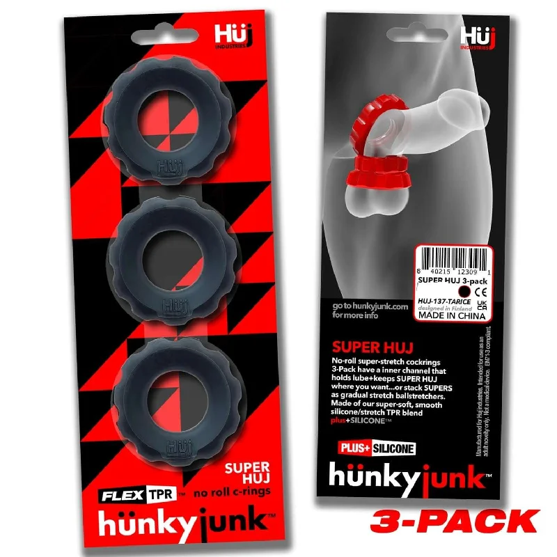 Super HUJ 3 Pack Cock Rings Tar Ice from Oxballs