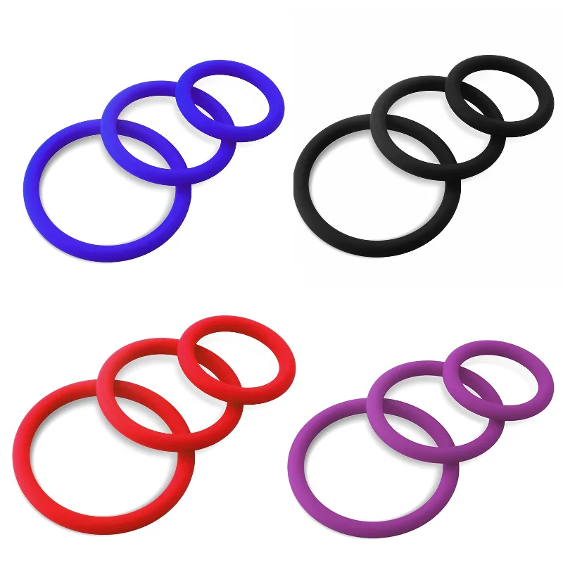 LeLuv Thin Round Smooth Cock Ring 3-Pack - 32mm (1.2"), 40mm (1.6") and 50mm (1.9")